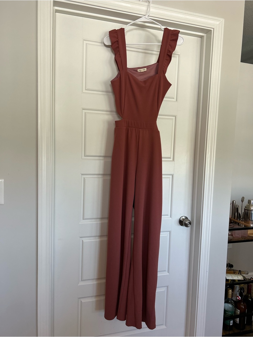 Ruffle Strap Wide-Leg Jumpsuit - Dusty Rose